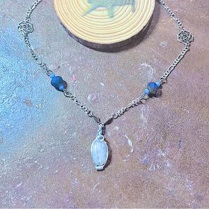 Simple Floral Moonstone Necklace